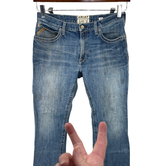 Ariat Mens M4 Relaxed Boot Cut Jean 36x32 Thrashed Western Distress Work Denim - Picture 3 of 15